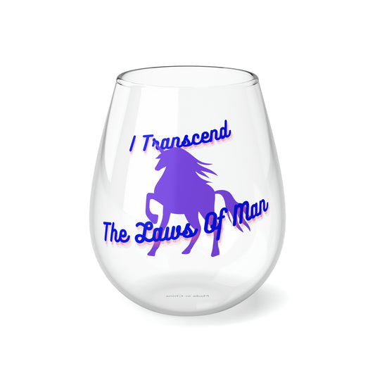 Transcendence Unicorn | 11.75 oz Stemless Wine Glass | Bi