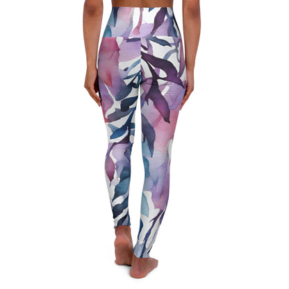 Watercolor Vines | High Waisted Yoga Leggings | Bi