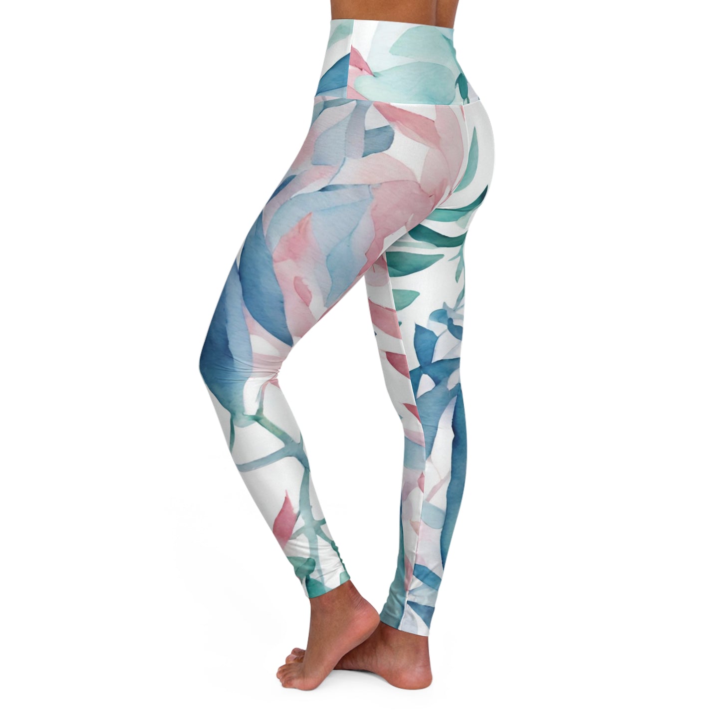 Watercolor Vines | High Waisted Yoga Leggings | Trans