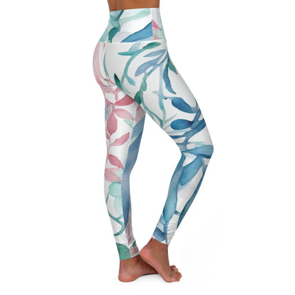 Watercolor Vines | High Waisted Yoga Leggings | Trans