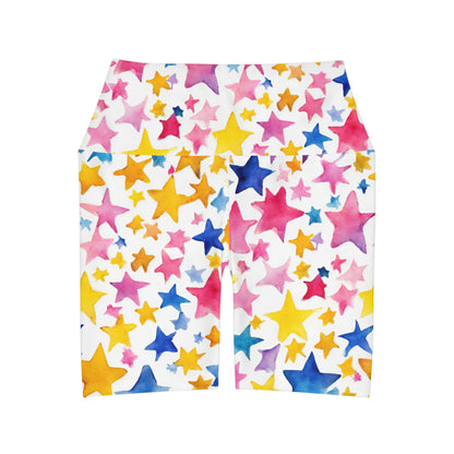 Watercolor Stars | High Waisted Yoga Shorts | Pan