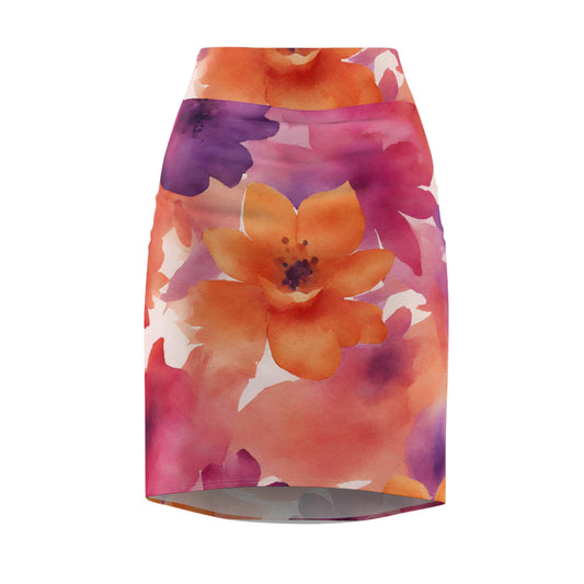 Watercolor Flowers | Pencil Skirt | Lesbian