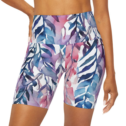 Watercolor Vines | High Waisted Yoga Shorts | Bi