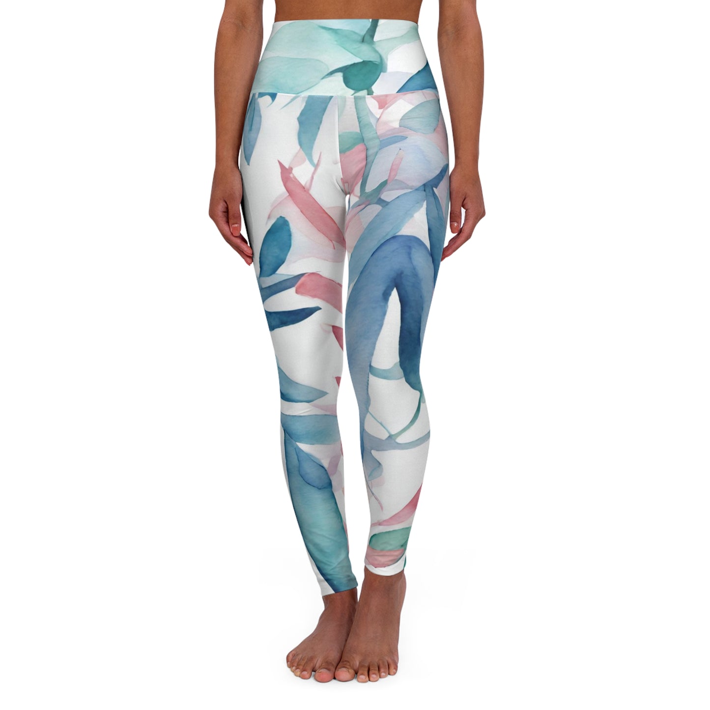 Watercolor Vines | High Waisted Yoga Leggings | Trans