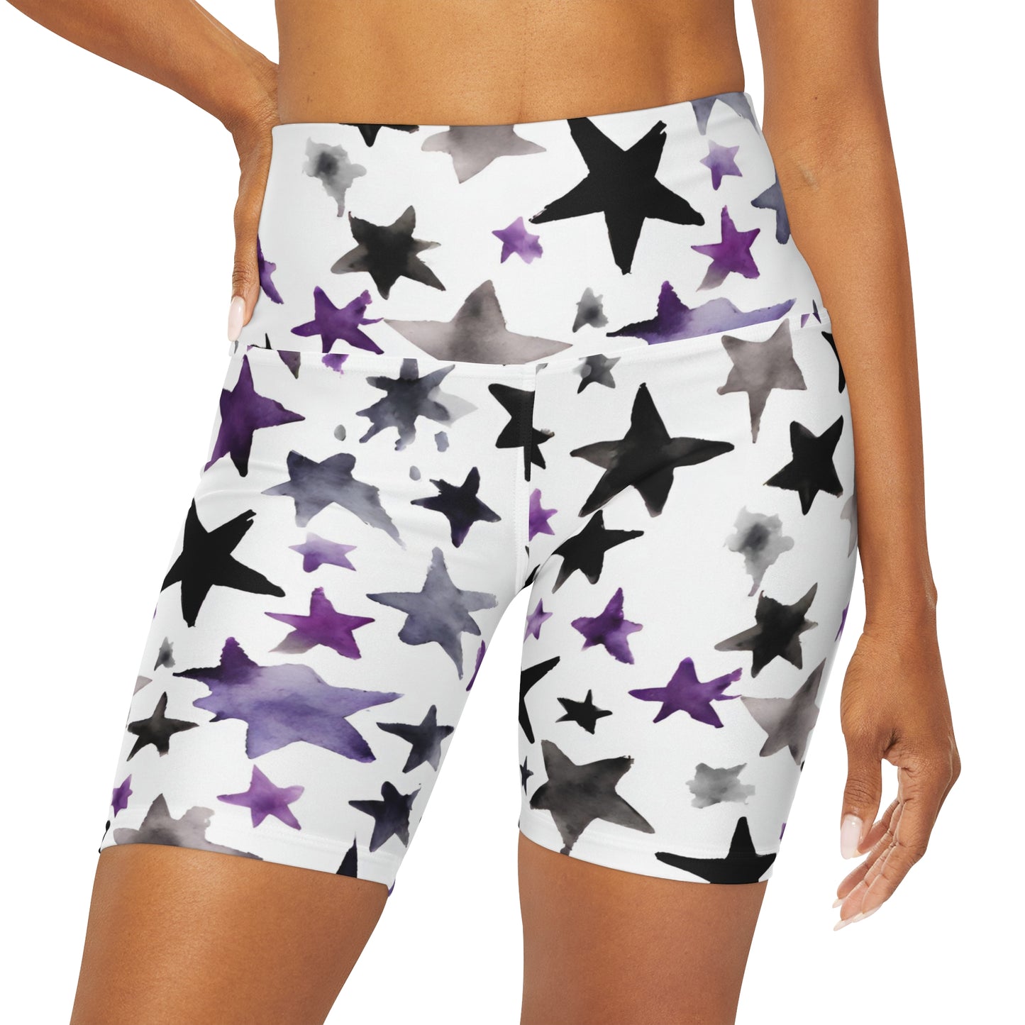 Watercolor Stars | High Waisted Yoga Shorts | Ace