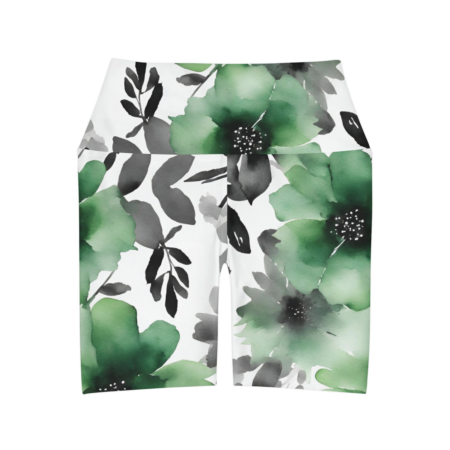 Watercolor Flowers | High Waisted Yoga Shorts | Aro