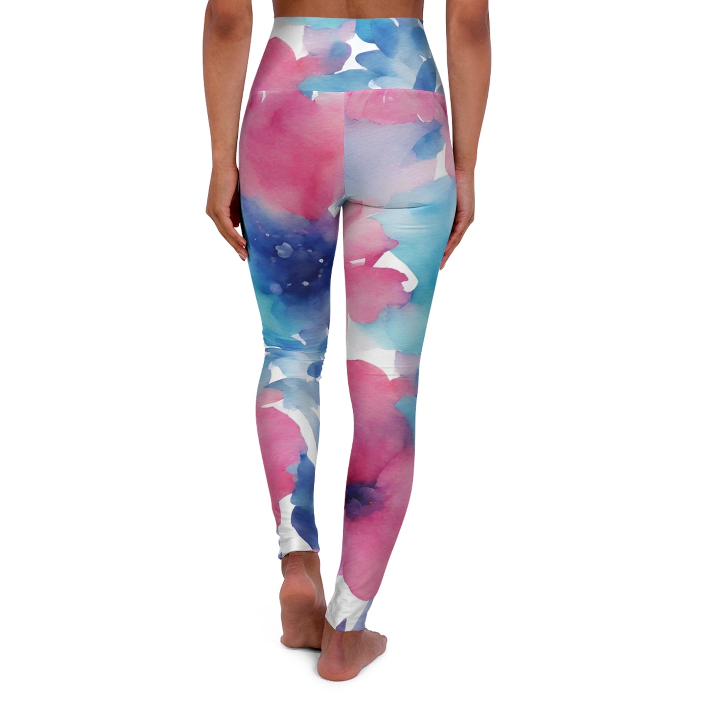 Watercolor Flowers | High Waisted Yoga Leggings | Trans