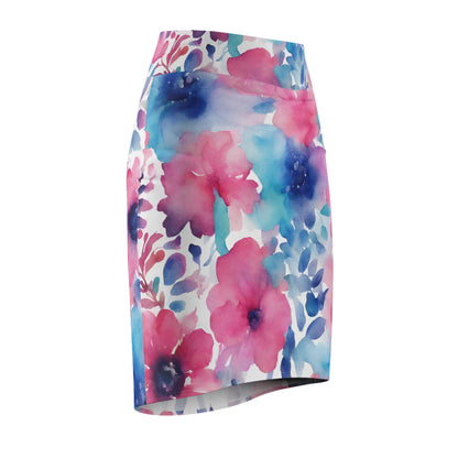 Watercolor Flowers | Pencil Skirt | Trans