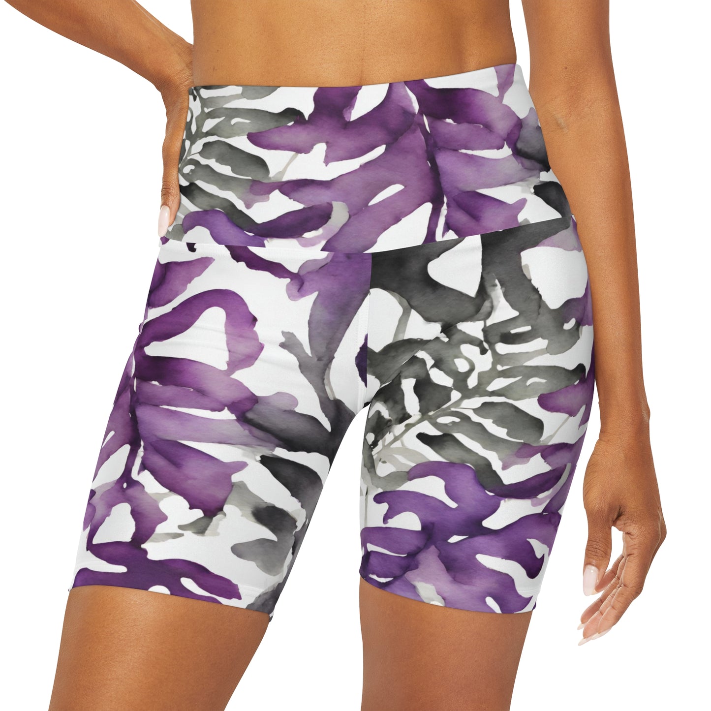 Watercolor Vines | High Waisted Yoga Shorts | Ace