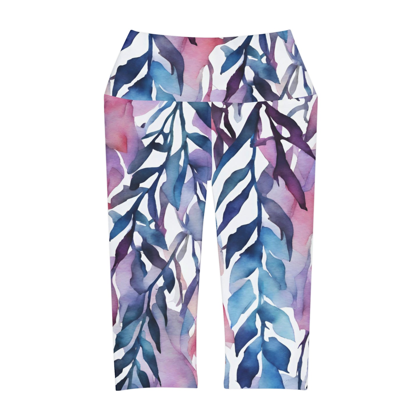 Watercolor Vines| High Waisted Yoga Capri | Bi