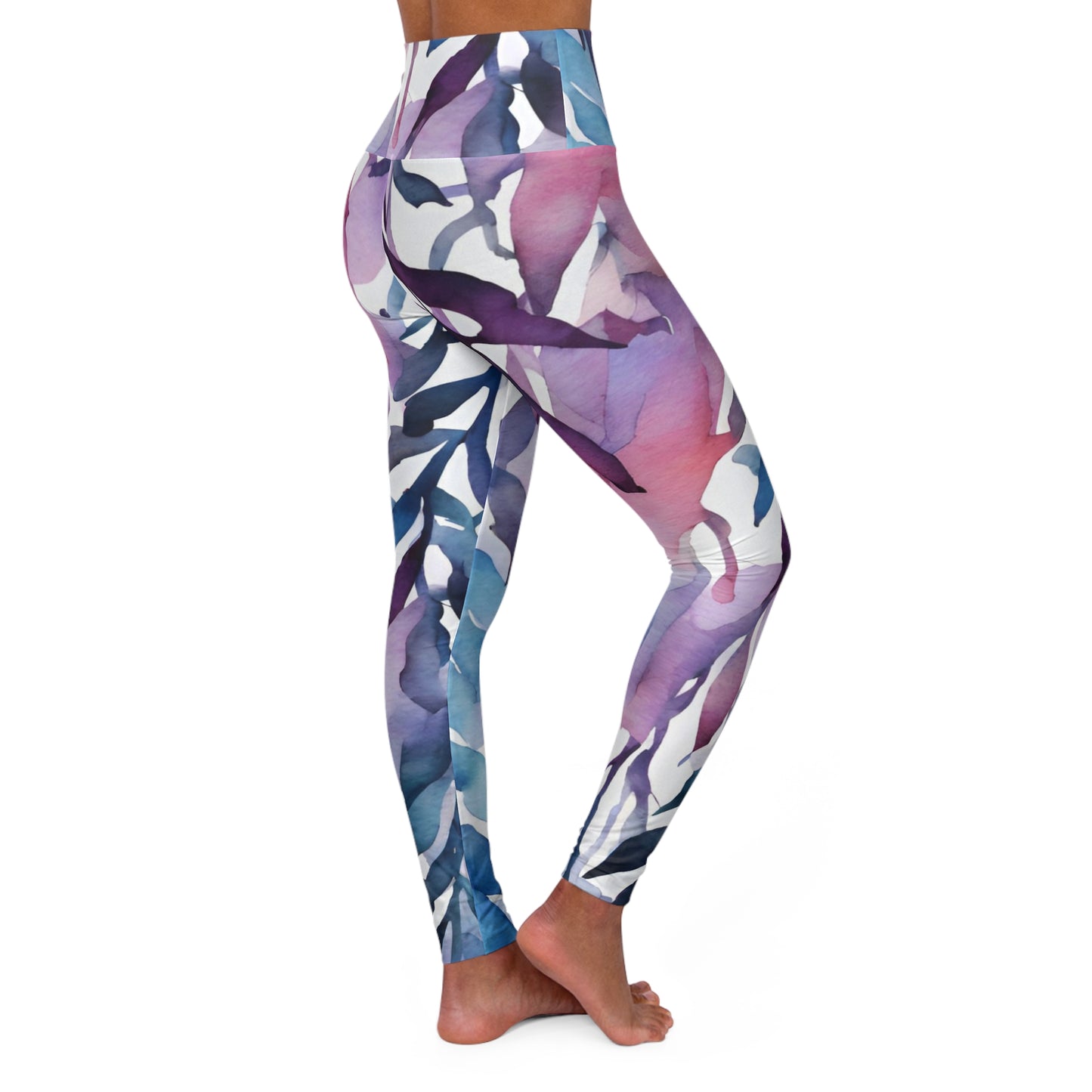 Watercolor Vines | High Waisted Yoga Leggings | Bi