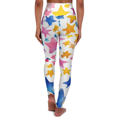 Watercolor Stars | High Waisted Yoga Leggings | Pan