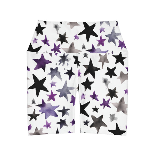 Watercolor Stars | High Waisted Yoga Shorts | Ace