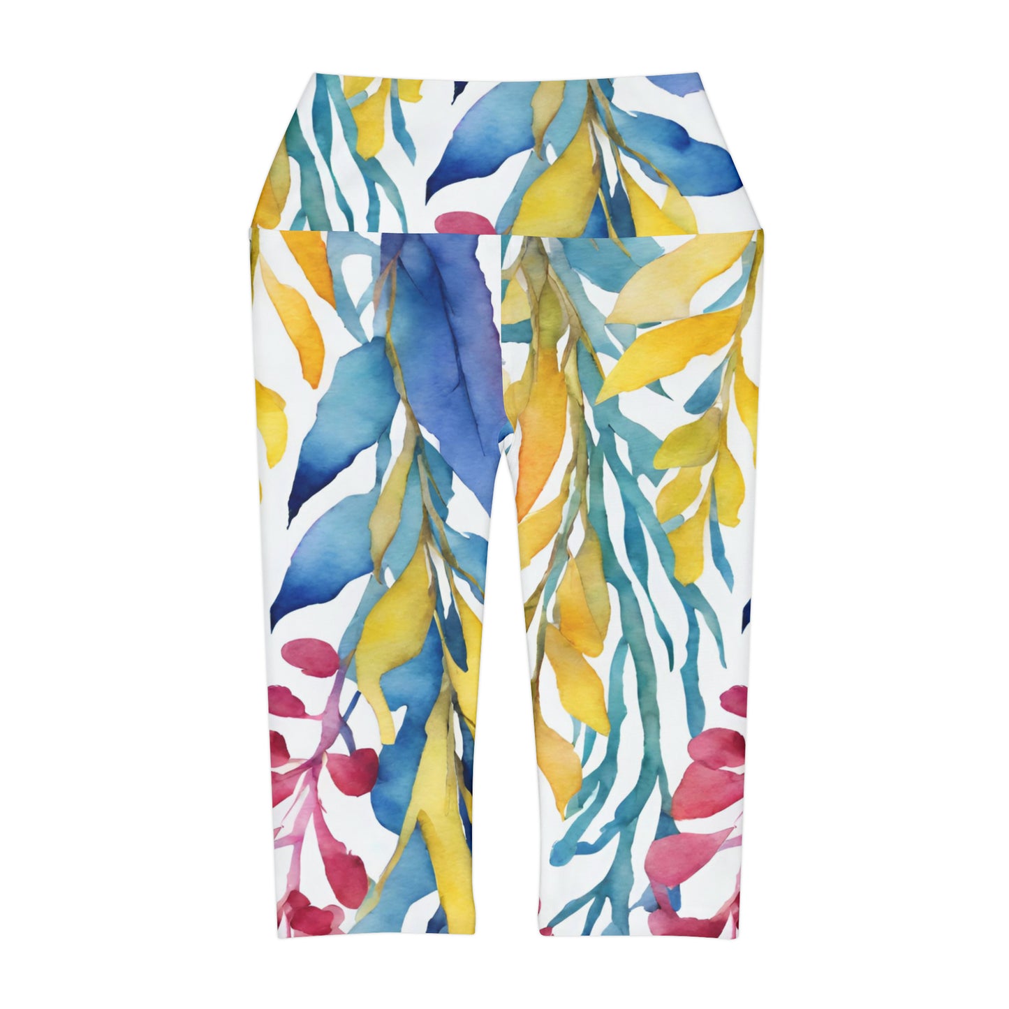 Watercolor Vines | High Waisted Yoga Capri | Pan