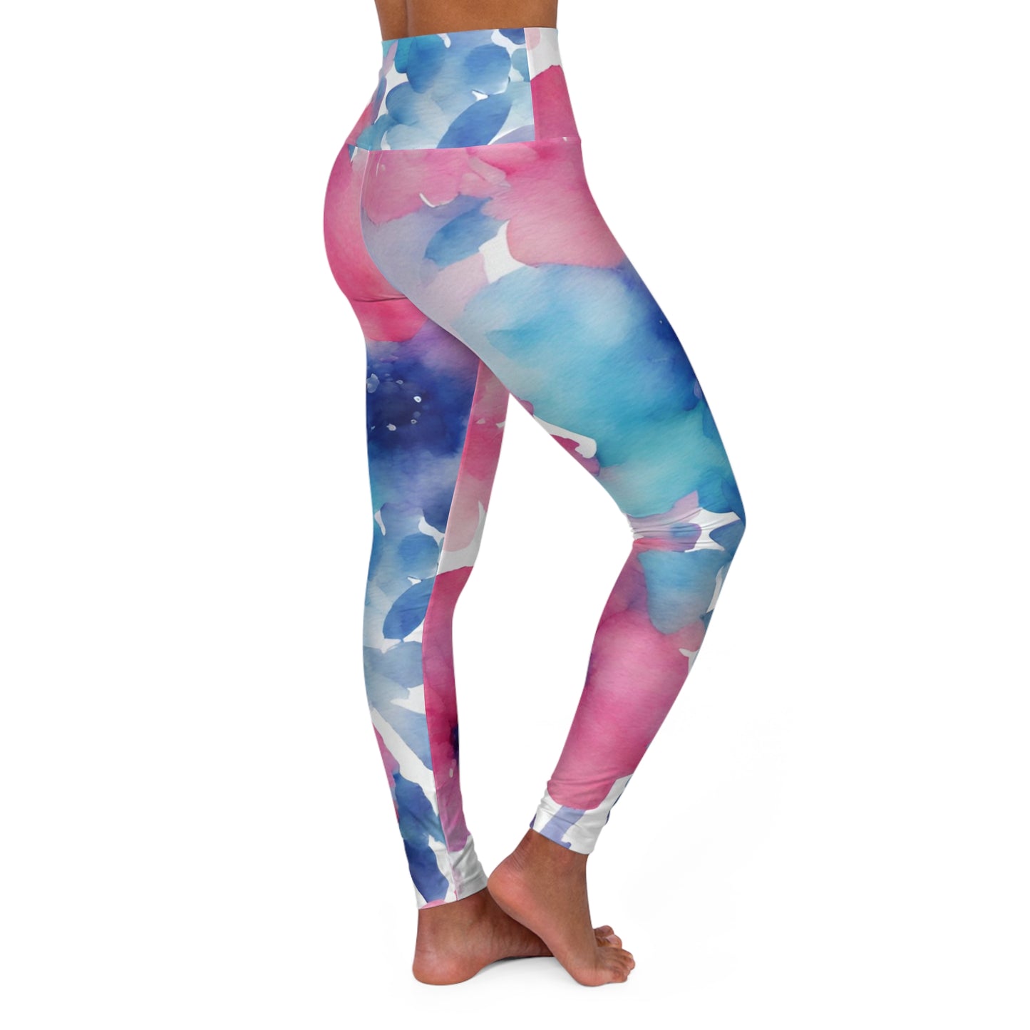 Watercolor Flowers | High Waisted Yoga Leggings | Trans