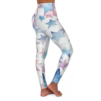 Watercolor Stars | High Waisted Yoga Leggings | Trans