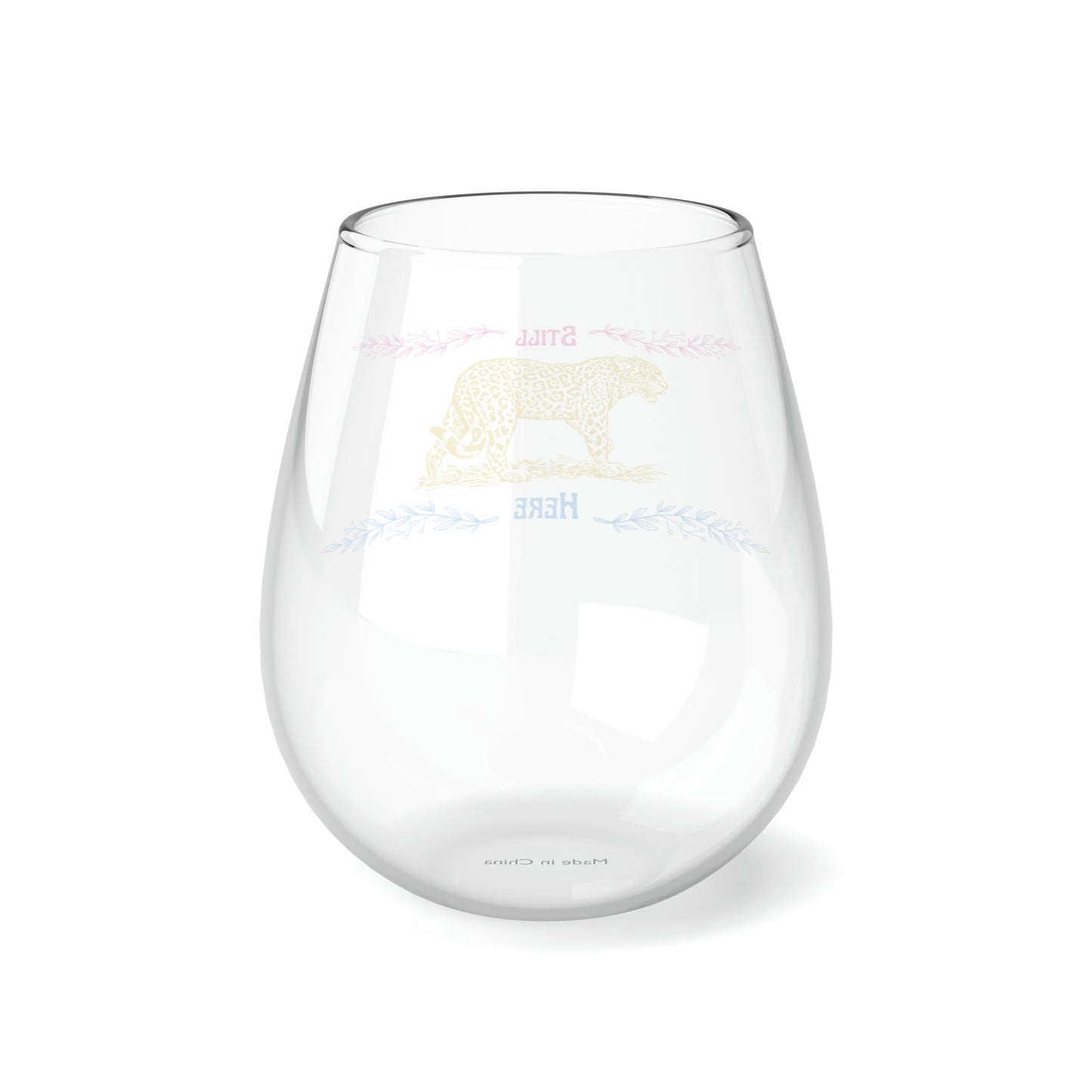 Still Here Jaguar | 11.75 oz Stemless Wine Glass | Pan