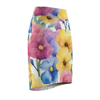 Watercolor Flowers | Pencil Skirt | Pan