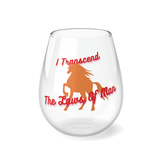 Transcendence Unicorn | 11.75 oz Stemless Wine Glass | Lesbian