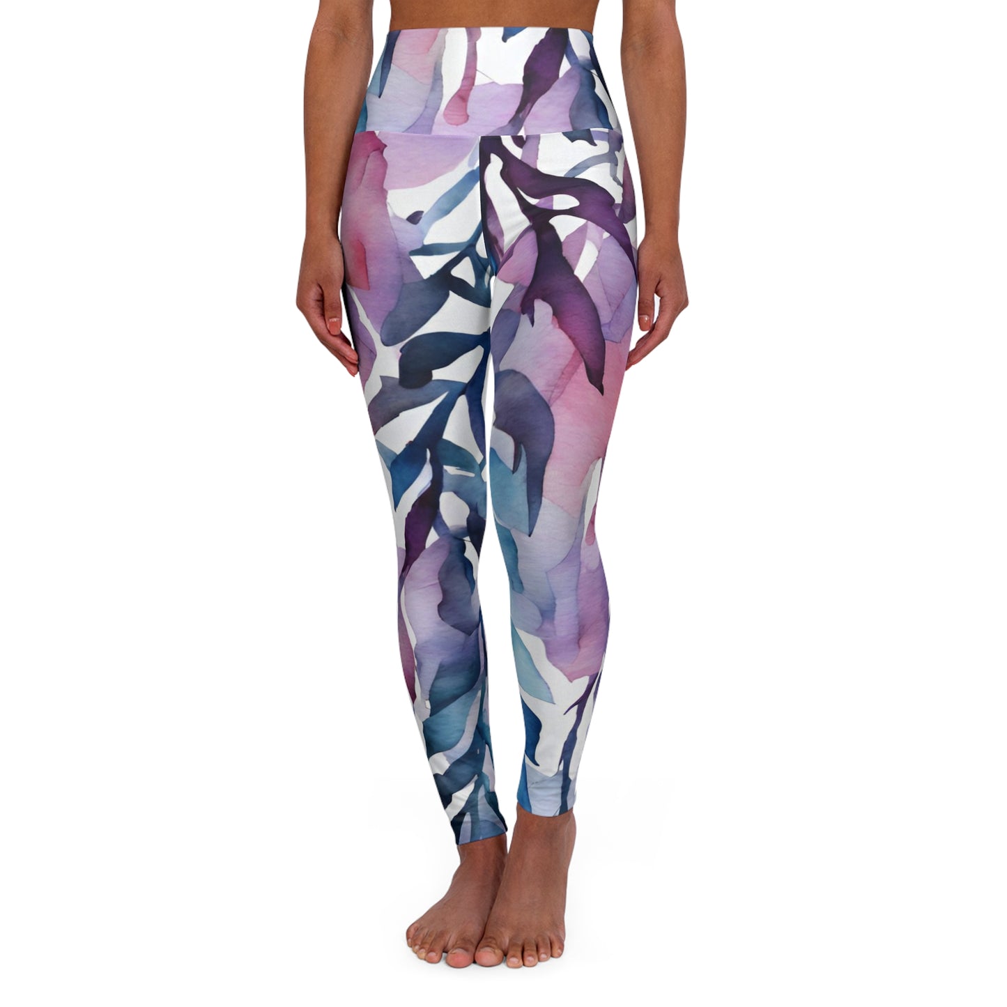 Watercolor Vines | High Waisted Yoga Leggings | Bi