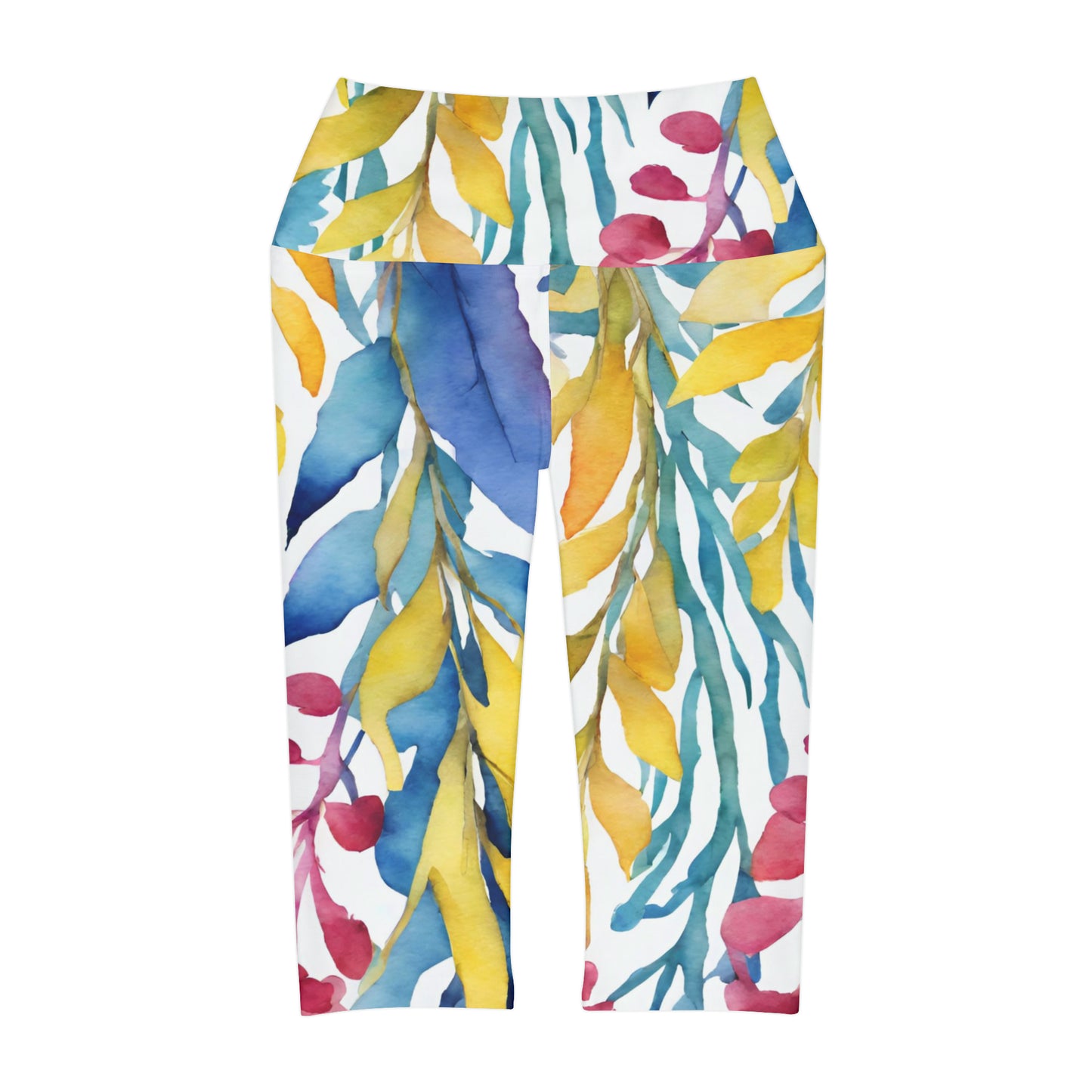 Watercolor Vines | High Waisted Yoga Capri | Pan