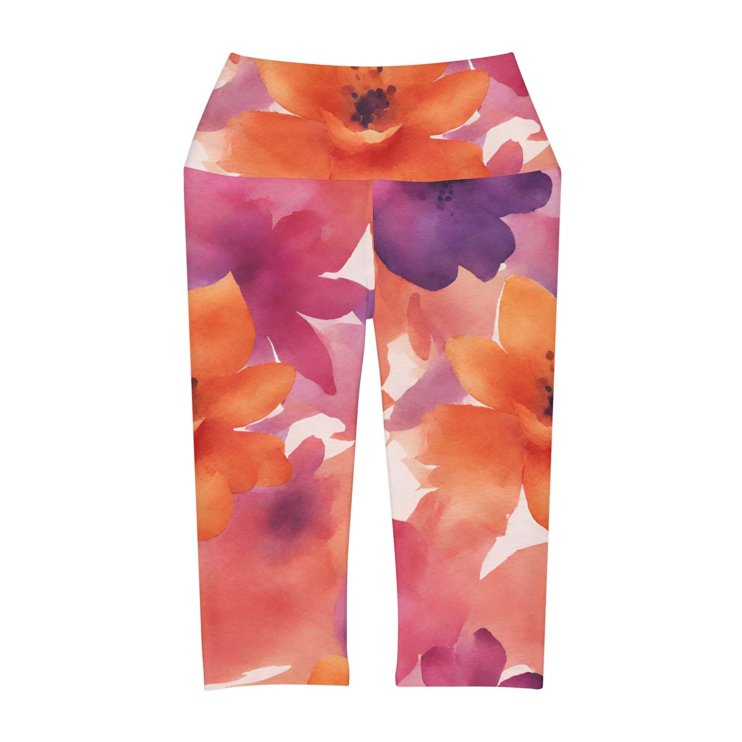 Watercolor Flowers | High Waisted Yoga Capri | Lesbian