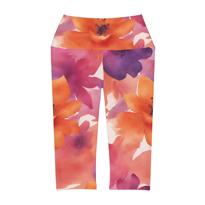 Watercolor Flowers | High Waisted Yoga Capri | Lesbian