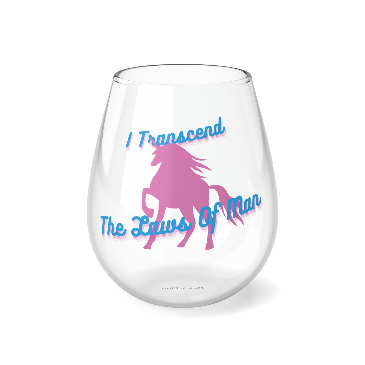 Transcendence Unicorn | 11.75 oz Stemless Wine Glass | Trans