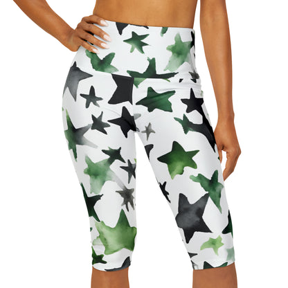 Watercolor Stars | High Waisted Yoga Capri | Aro