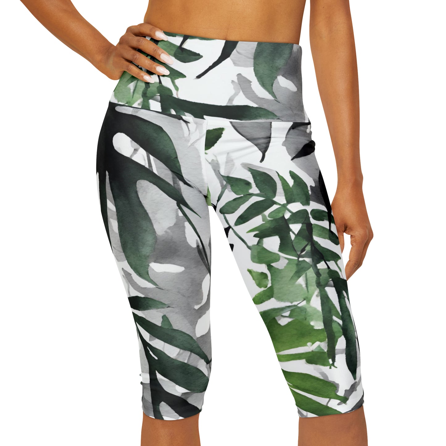 Watercolor Vines | High Waisted Yoga Capri | Aro