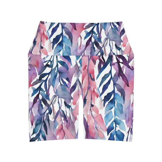 Watercolor Vines | High Waisted Yoga Shorts | Bi