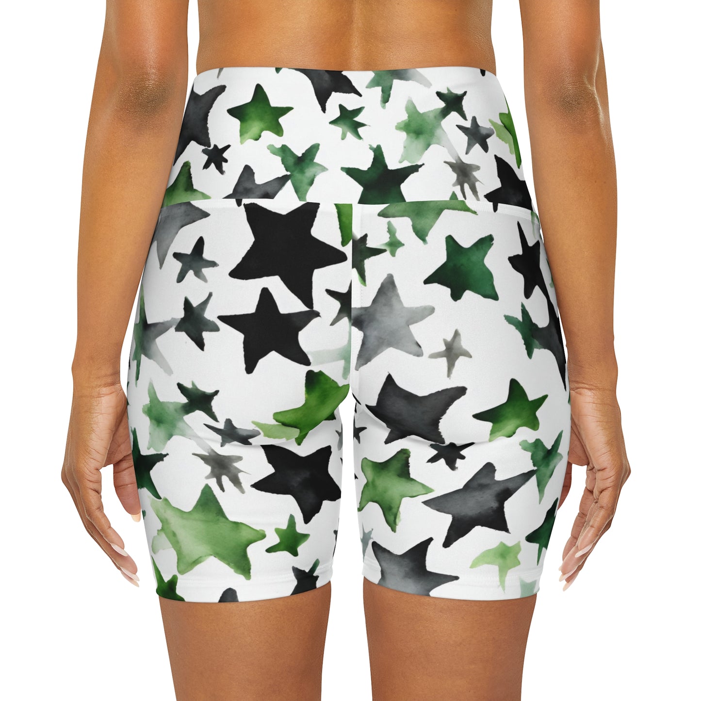 Watercolor Stars | High Waisted Yoga Shorts | Aro