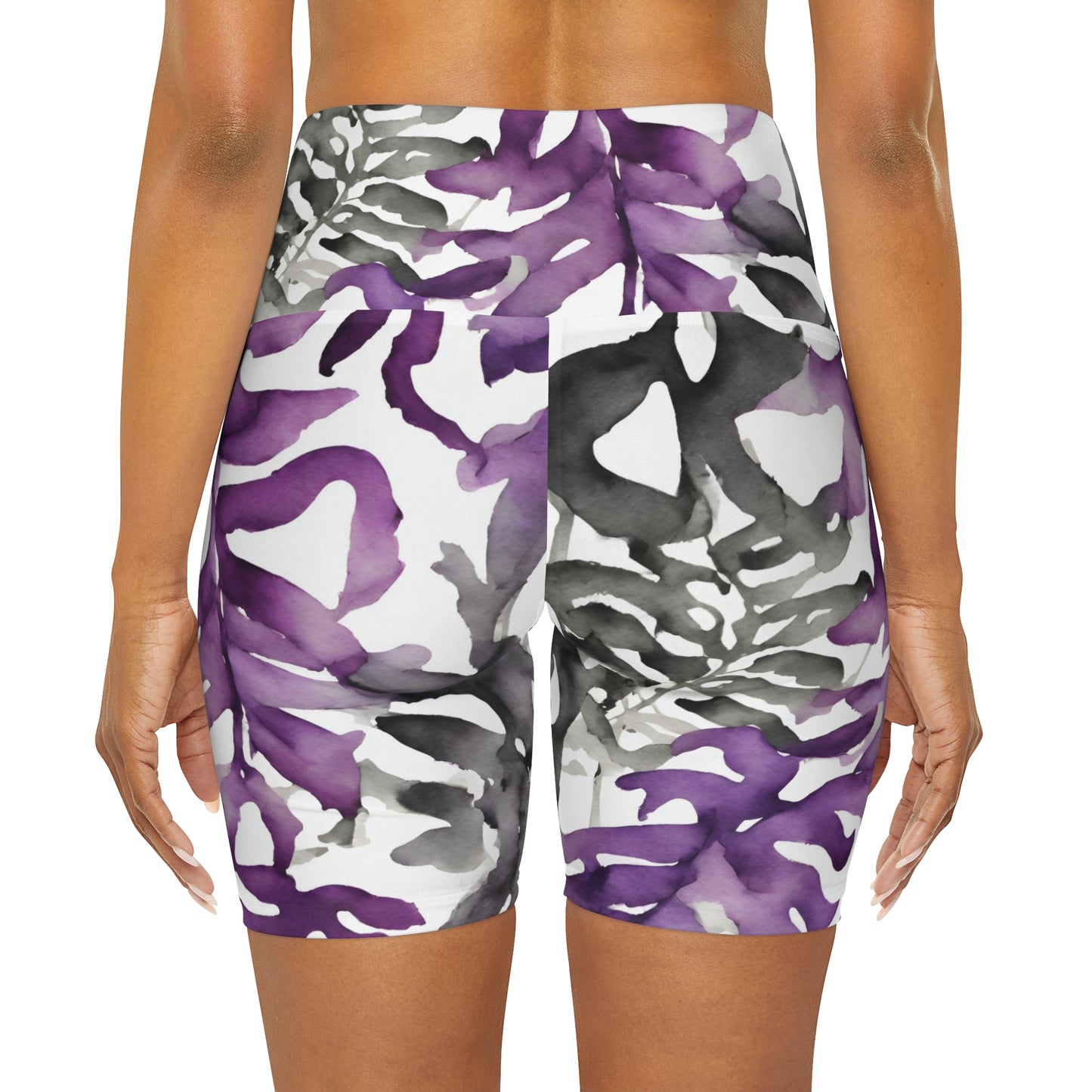 Watercolor Vines | High Waisted Yoga Shorts | Ace