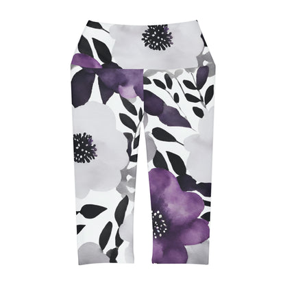 Watercolor Flowers | High Waisted Yoga Capri | Ace