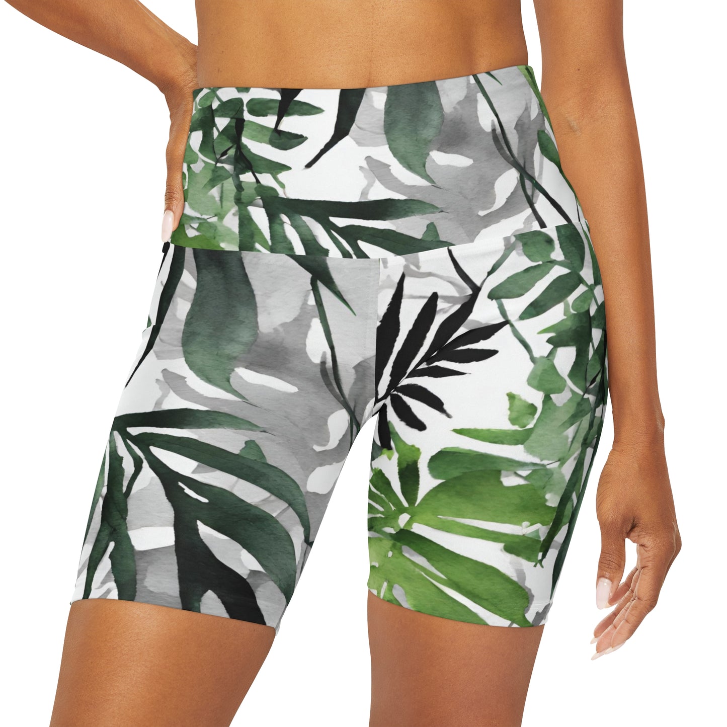 Watercolor Vines | High Waisted Yoga Shorts | Aro