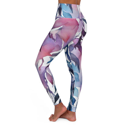 Watercolor Vines | High Waisted Yoga Leggings | Bi