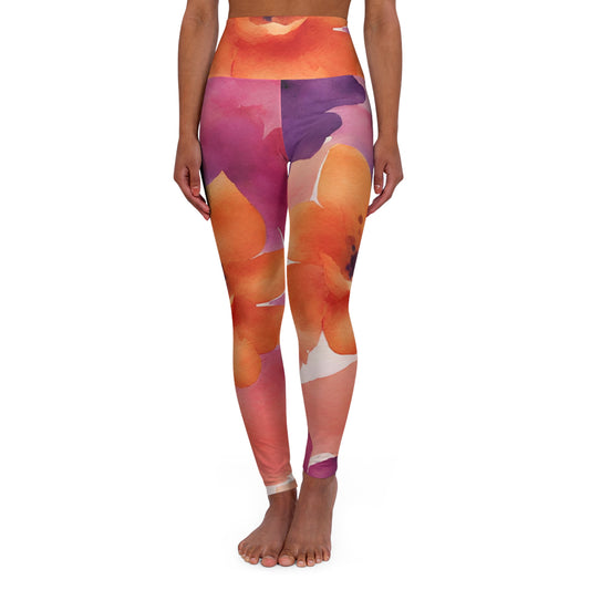 Watercolor Flowers | High Waisted Yoga Leggings | Lesbian