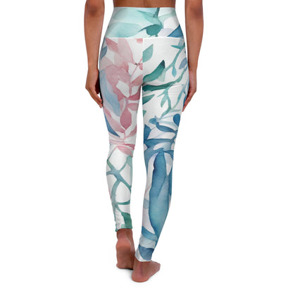 Watercolor Vines | High Waisted Yoga Leggings | Trans