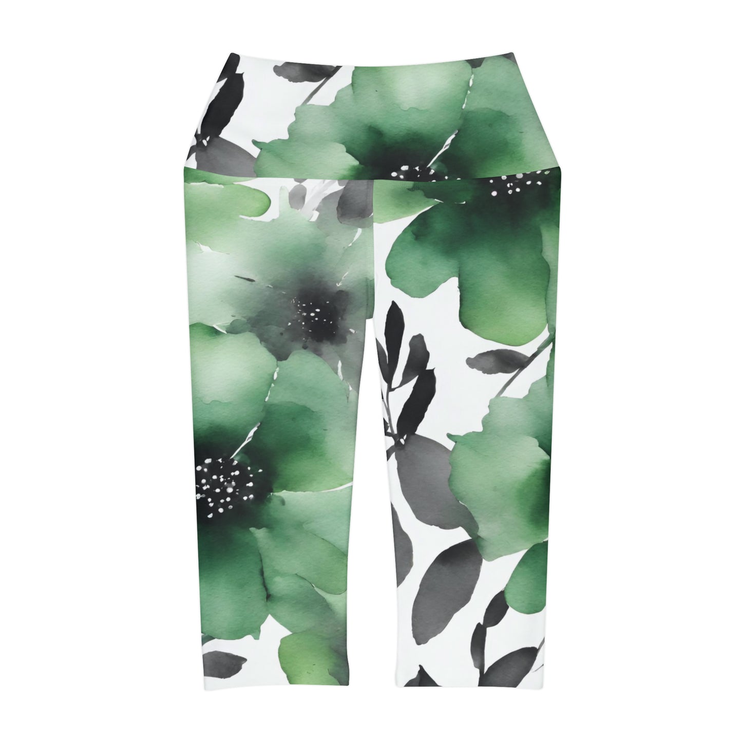 Watercolor Flowers | High Waisted Yoga Capri | Aro