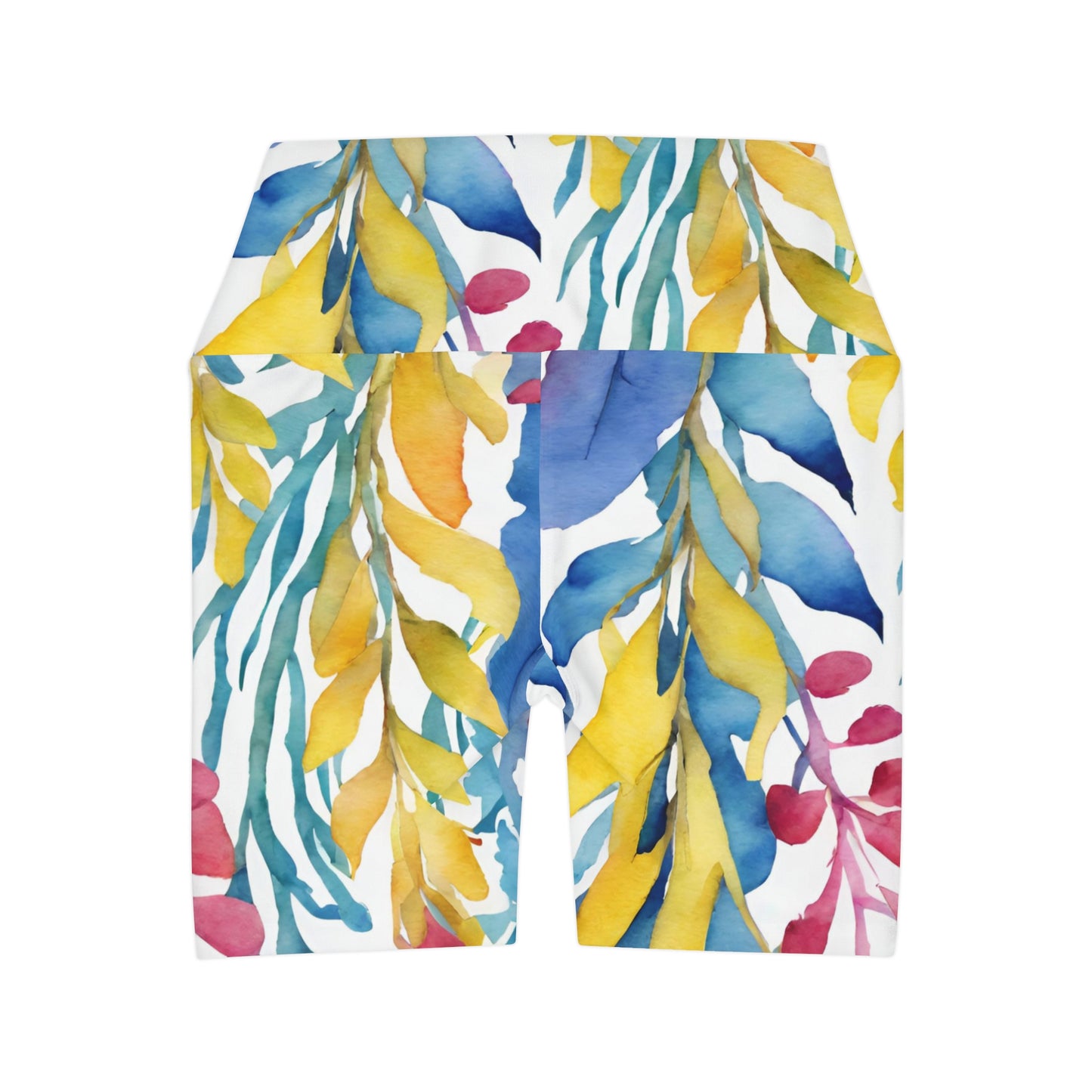 Watercolor Vines | High Waisted Yoga Shorts | Pan