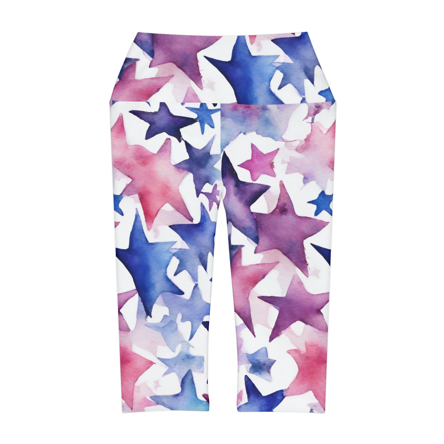 Watercolor Stars | High Waisted Yoga Capri | Bi