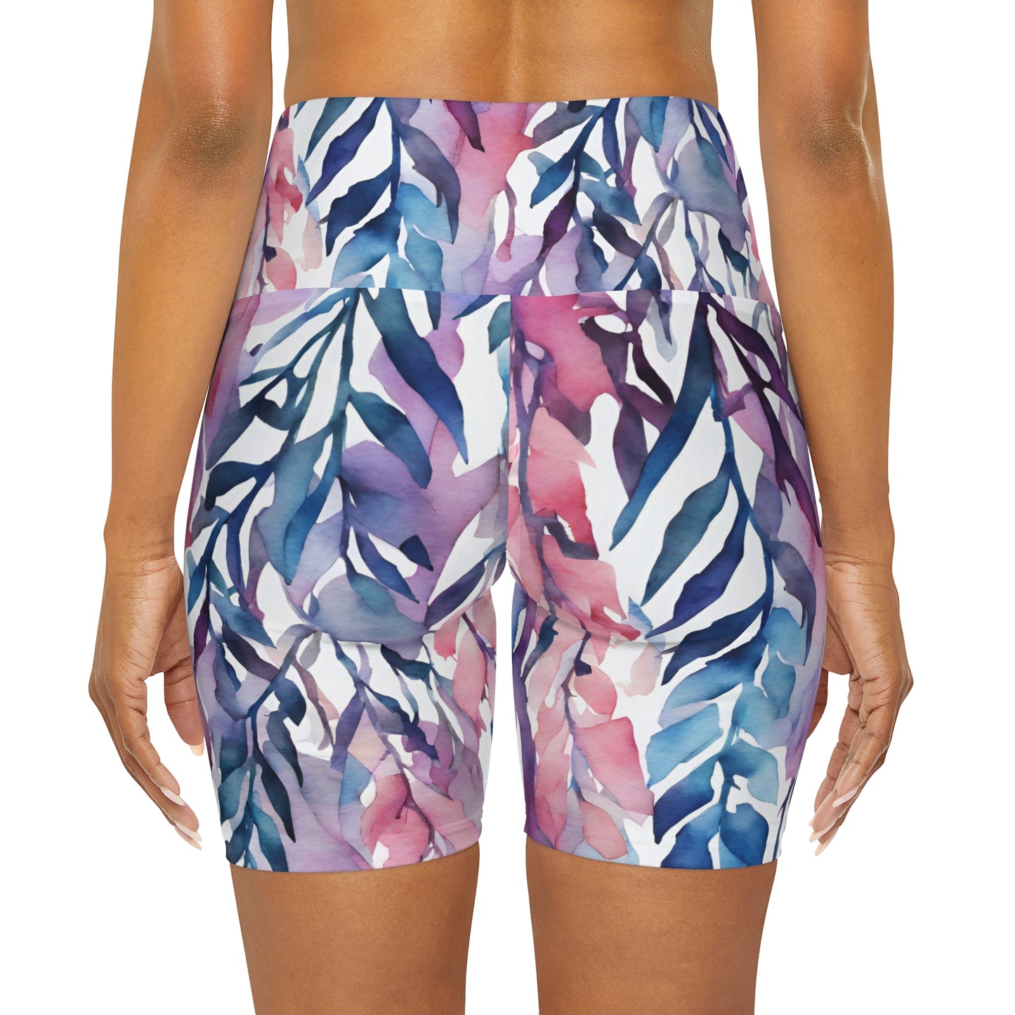 Watercolor Vines | High Waisted Yoga Shorts | Bi