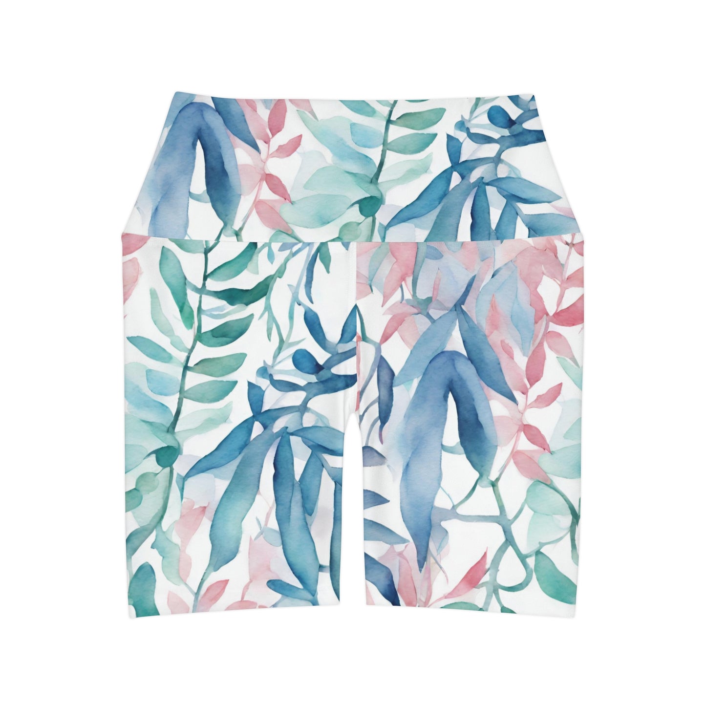 Watercolor Vines | High Waisted Yoga Shorts | Trans