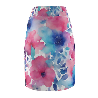 Watercolor Flowers | Pencil Skirt | Trans