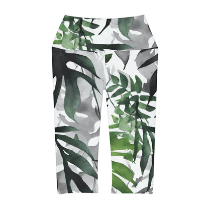 Watercolor Vines | High Waisted Yoga Capri | Aro