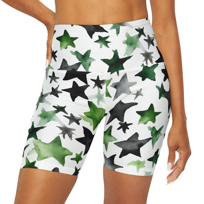 Watercolor Stars | High Waisted Yoga Shorts | Aro