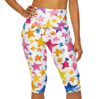 Watercolor Stars | High Waisted Yoga Capri | Pan