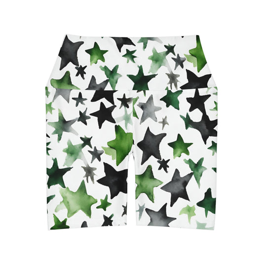 Watercolor Stars | High Waisted Yoga Shorts | Aro