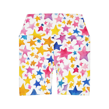 Watercolor Stars | High Waisted Yoga Shorts | Pan