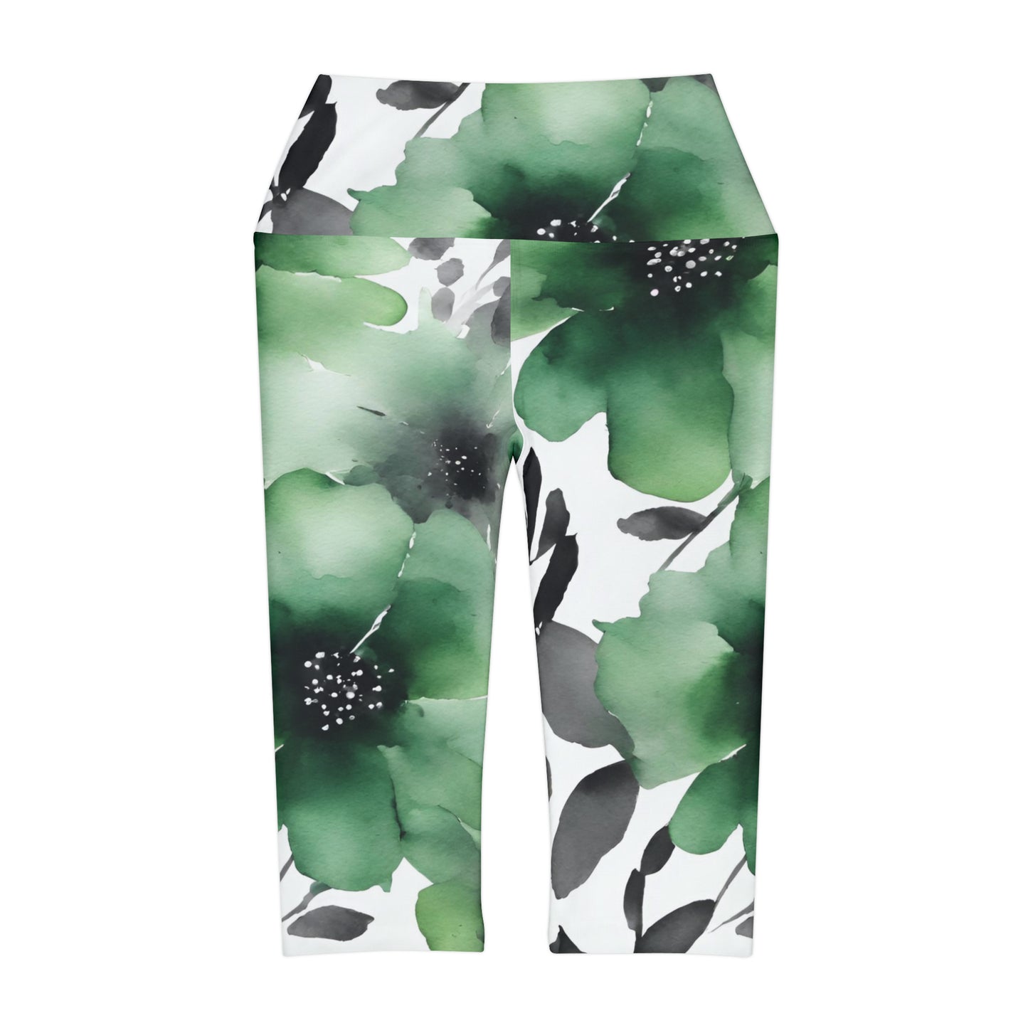 Watercolor Flowers | High Waisted Yoga Capri | Aro